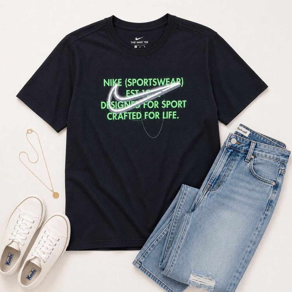 Nike Women's Black and White T-shirt